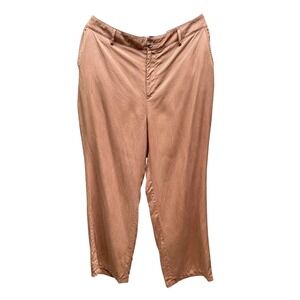 High Rise Lyocell Pants Terracotta Tan Elastic Back Relaxed Fit Wonderly